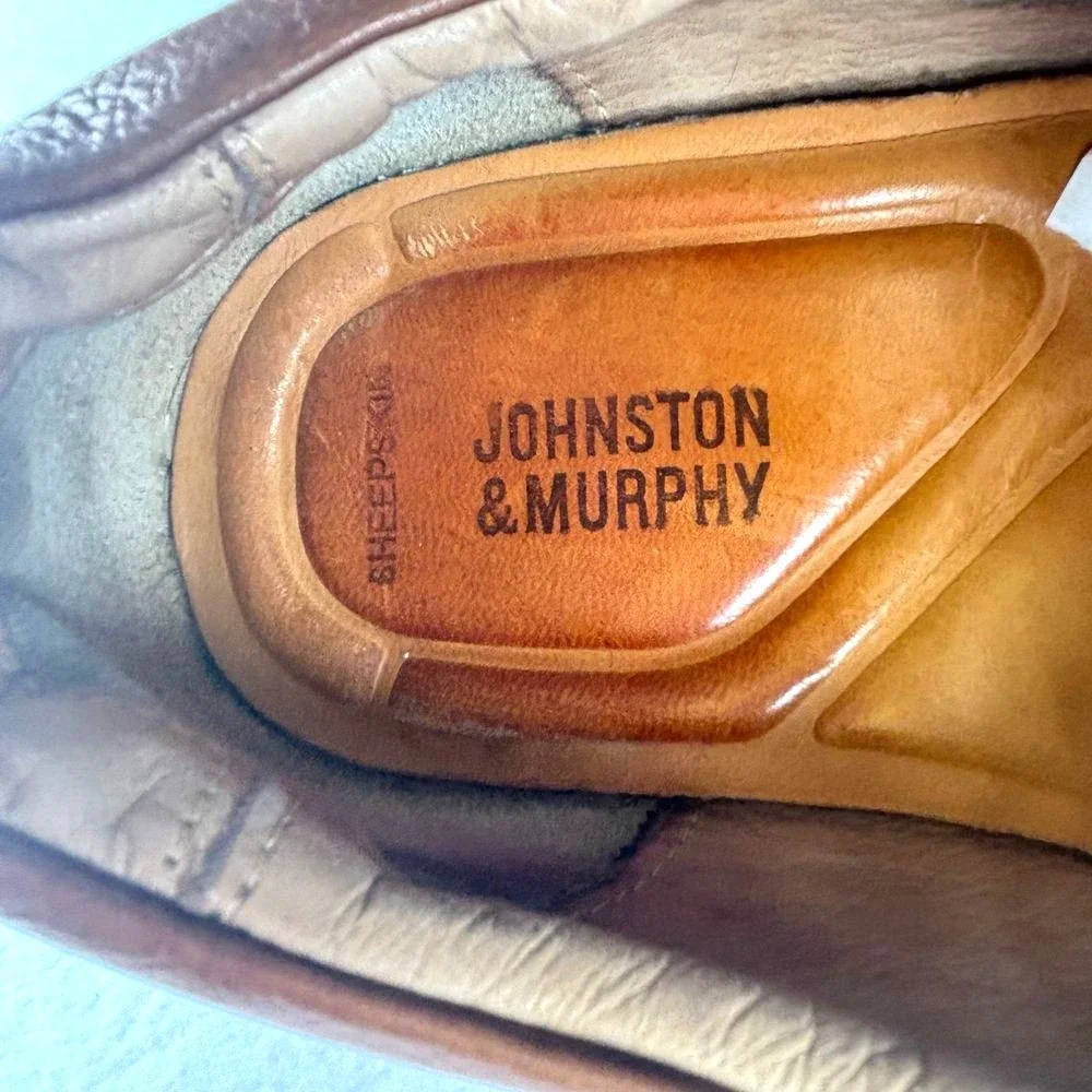 JOHNSTON & MURPHY Brown Leather‎ Dress Shoes Mens 10M Casual Comfort Sheepskin
